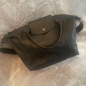 LE PLIAGE CUIR Top handle bag S Black Leather